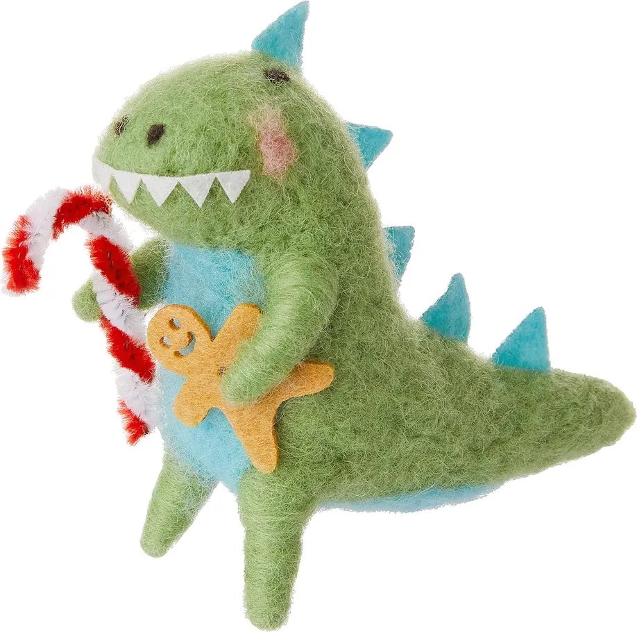 HANG ON filc karácsonyfadísz, dinoszaurusz cukorpálcikával
