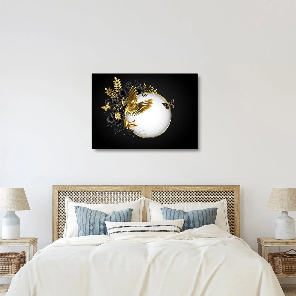 Kép - Arany motívumokkal díszített labda (üvegen) (70x50 cm)
