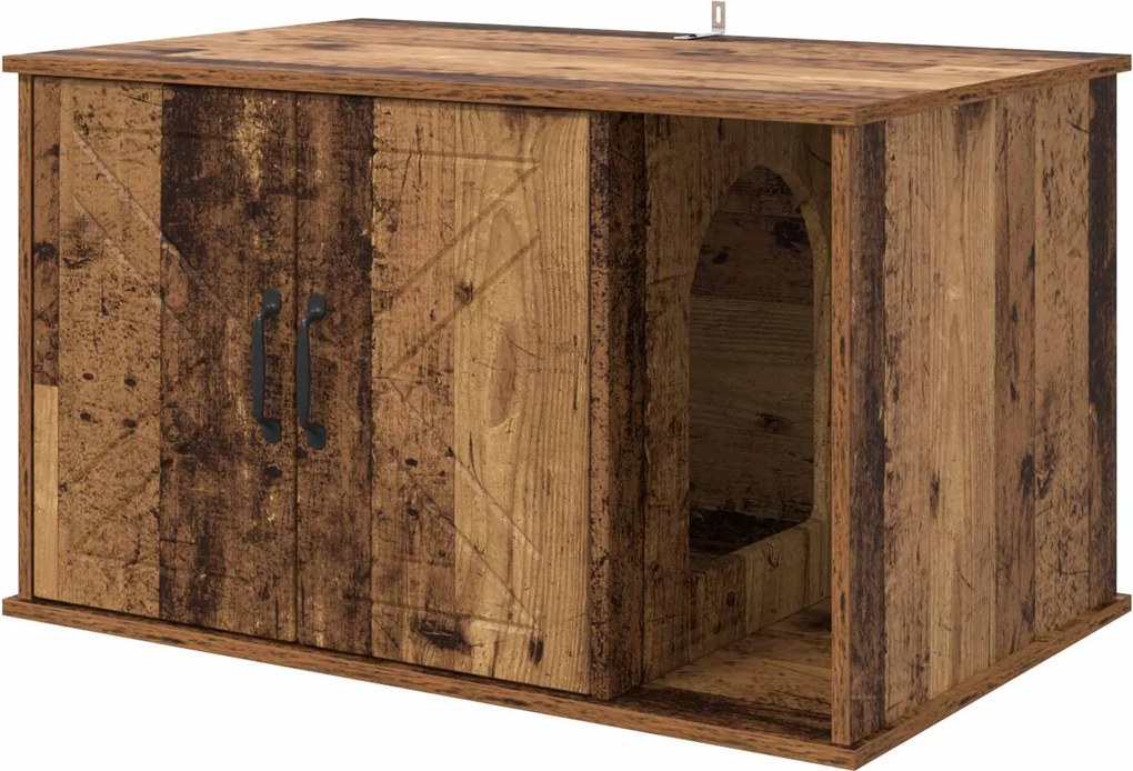 vidaXL Macska Ház Öreg fa 85 x 55 x 50 cm Faanyag