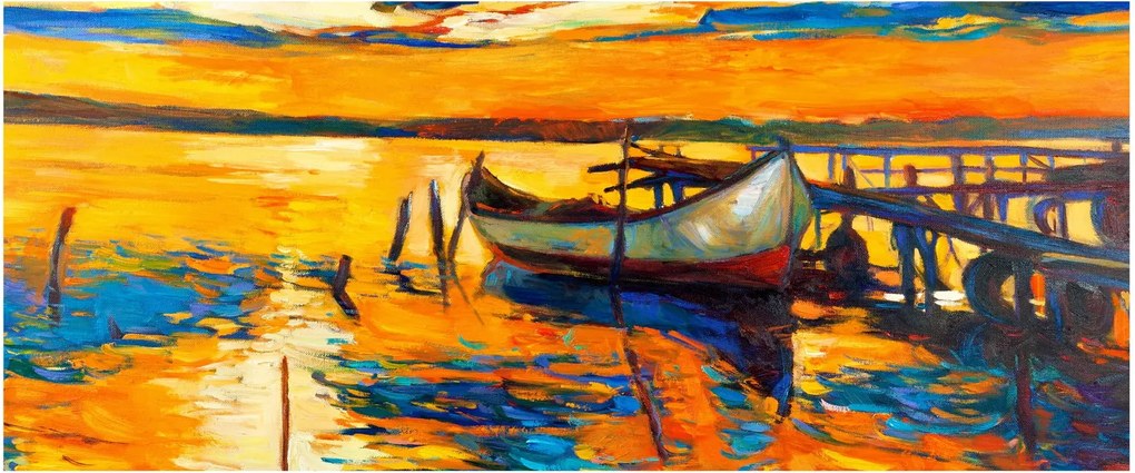 Kép - Hajó naplementekor (120x50 cm)