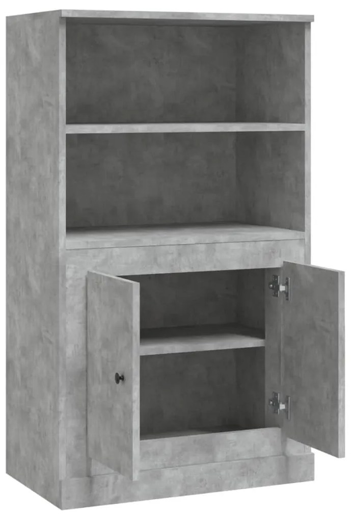 betonszürke szerelt fa magasszekrény 60x35,5x103,5 cm