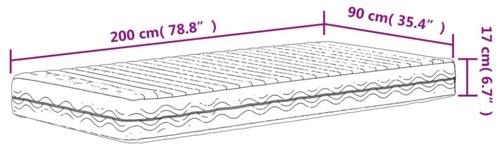 fehér H2/H3 keménységű habmatrac 90 x 200 cm