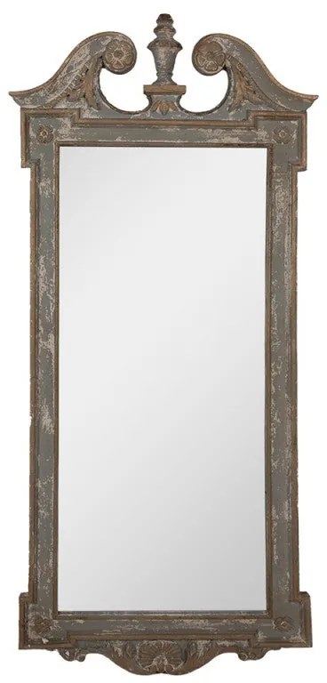 Erősen antikolt zöld vintage fali tükör 65x145 cm