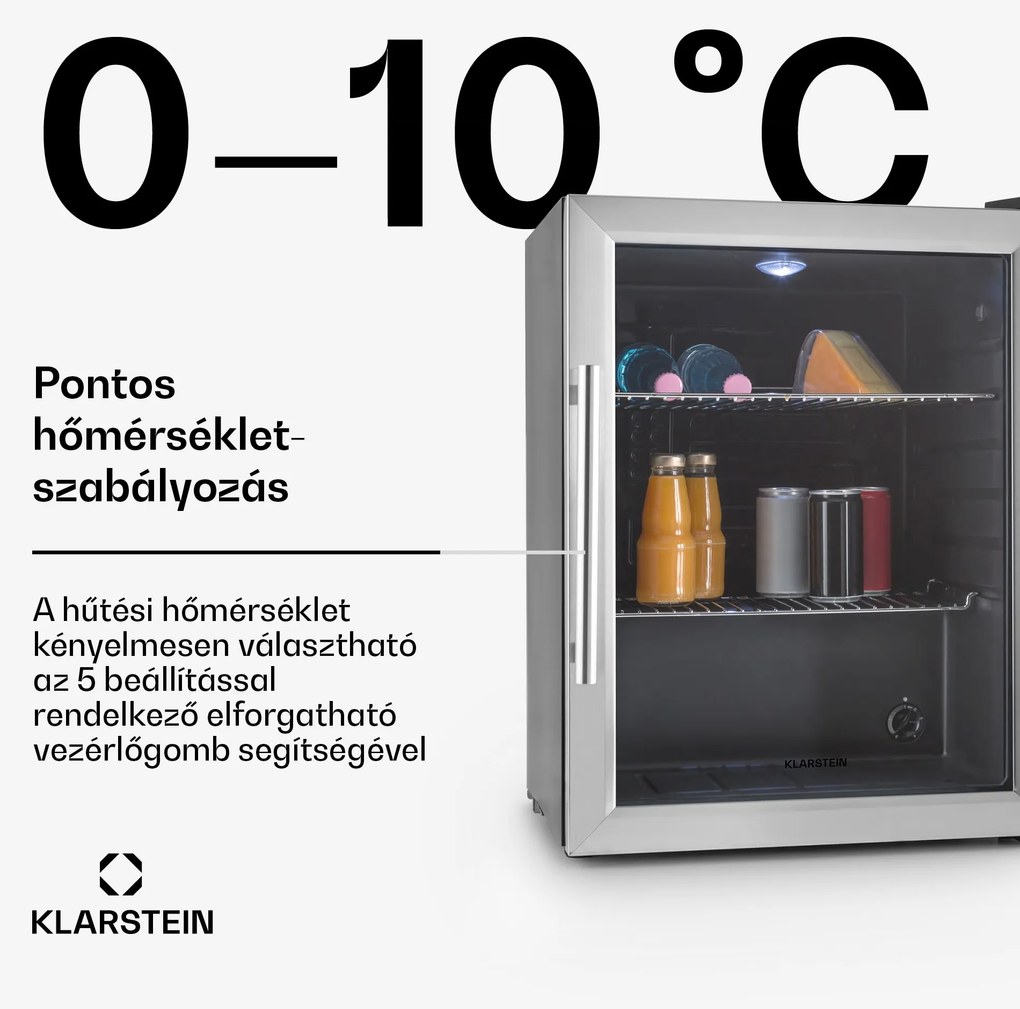 Klarstein Beersafe XL, hűtőszekrény 60 literes térfogattal, D energiahatékonysági osztály, üvegajtó, rozsdamentes acél