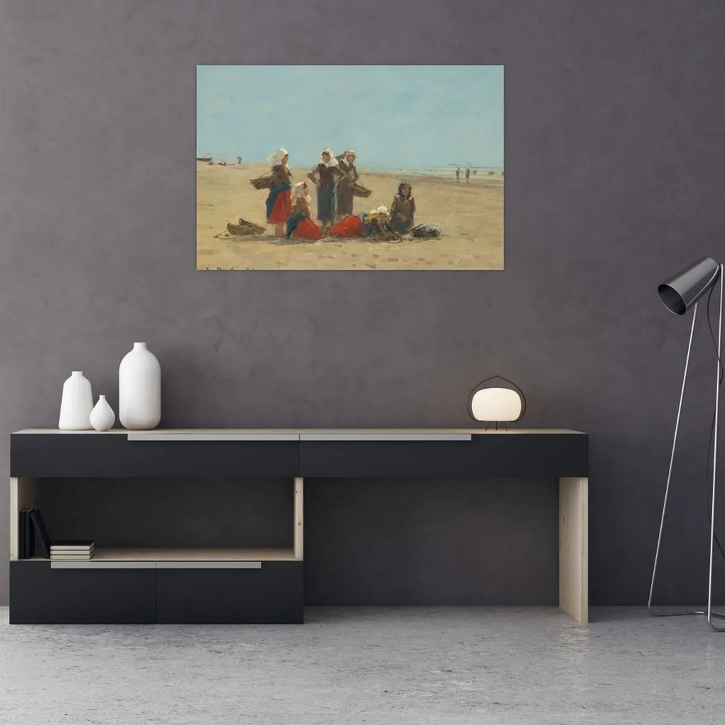 Kép - Eugène Boudin, Women on the Beach at Berck, reprodukciók (90x60 cm)