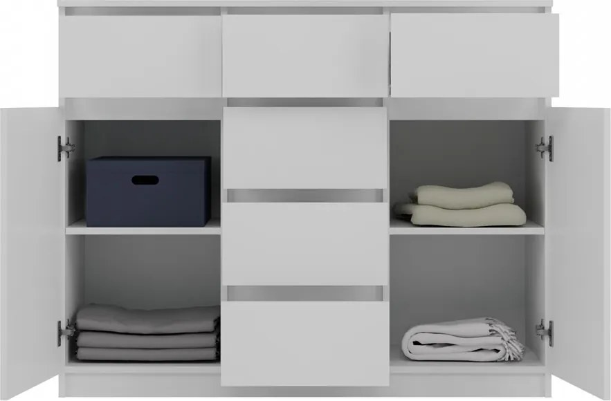 2D6S fiókos szekrény, 120x100x40 cm, fehér