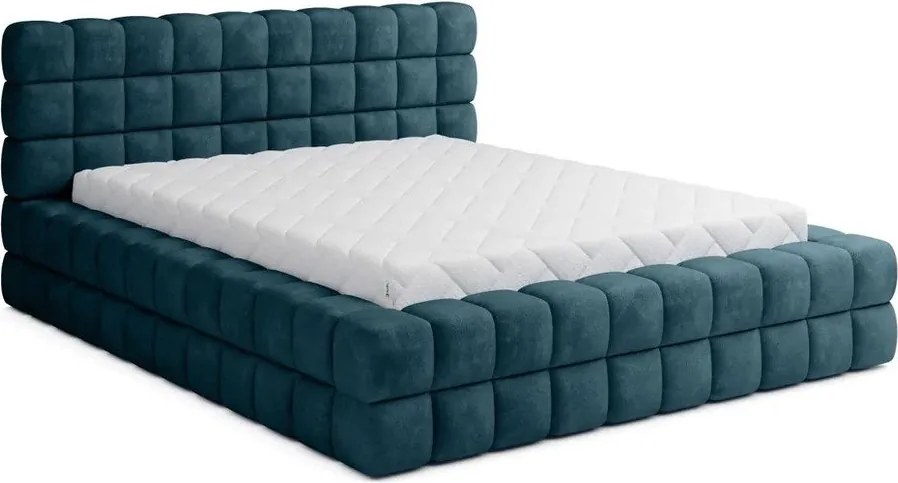 Kék kárpitozott ágyneműtartós franciaágy ágyráccsal 180x200 cm Dizzle – ELTAP
