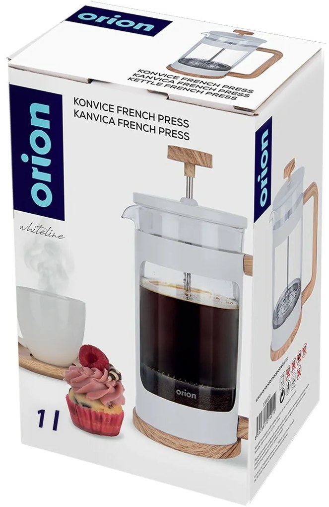 Orion Üveg vízforraló/francia press Whiteline 1 l, 1 l
