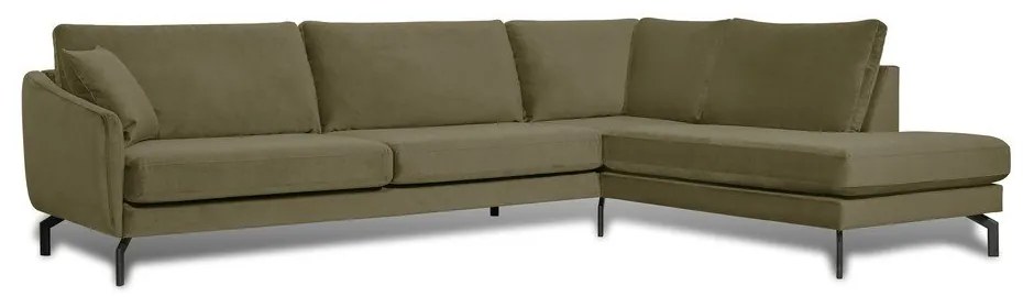 Magic zöld bársony sarokkanapé, jobb oldali - Scandic