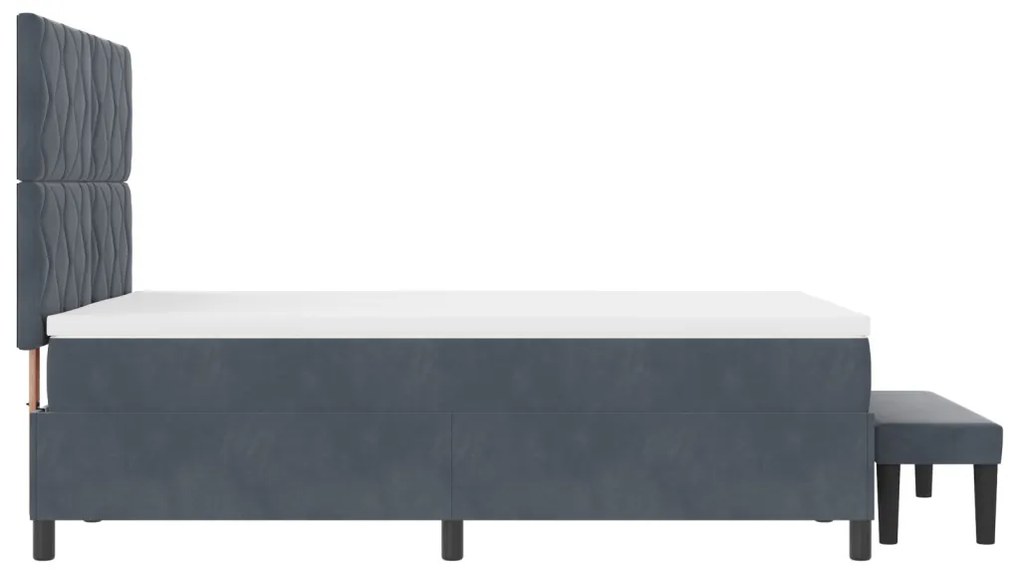 Boxspring ágy matraccal és paddal Sötétszürke 140x200 cm Bársony