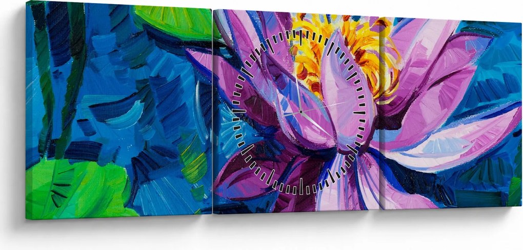 Egy vízi liliom képe a vízen (órával) (90x30 cm)