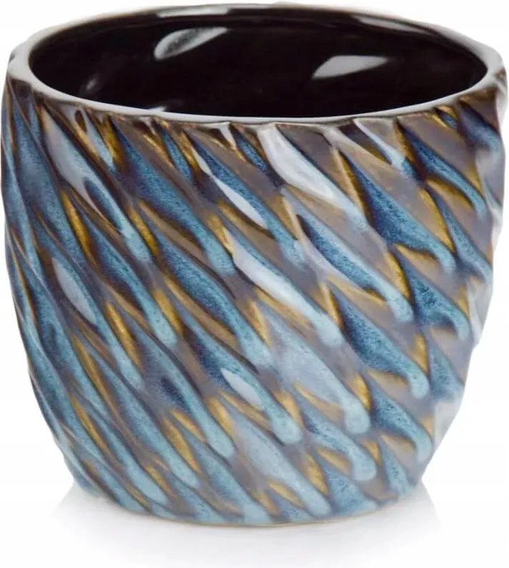 Fedő kék árnyékolt vintage virágtartó 13 cm