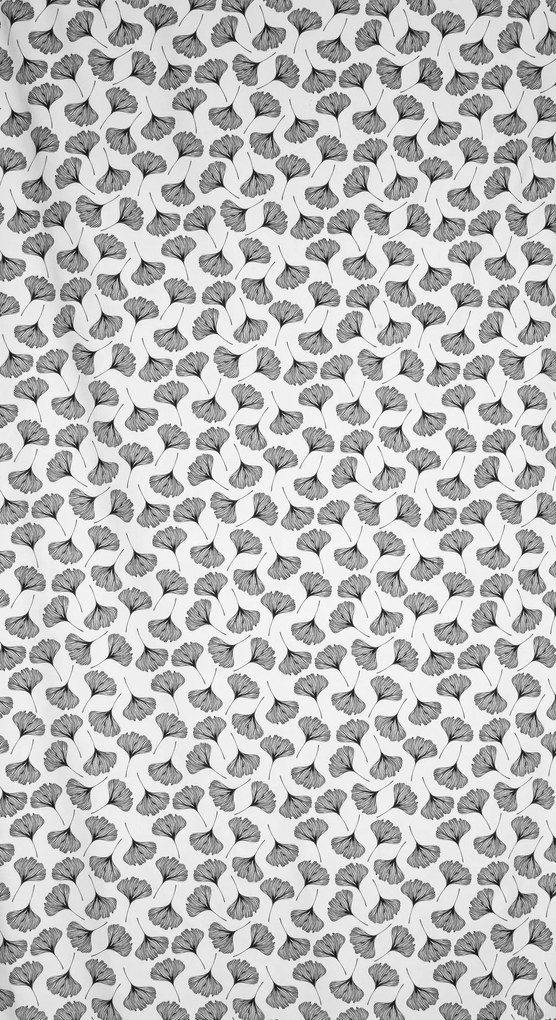 Függöny 140x250 fehér fekete ginkgo levél