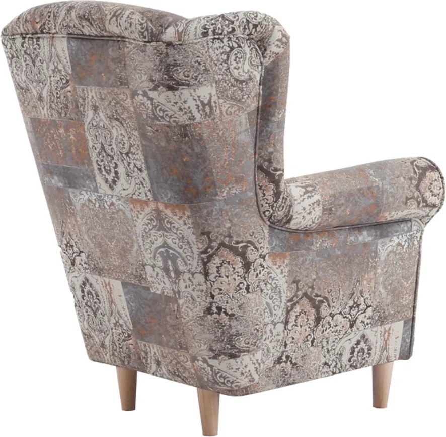 Füles fotel, szövet vintage barna, CHARLOT