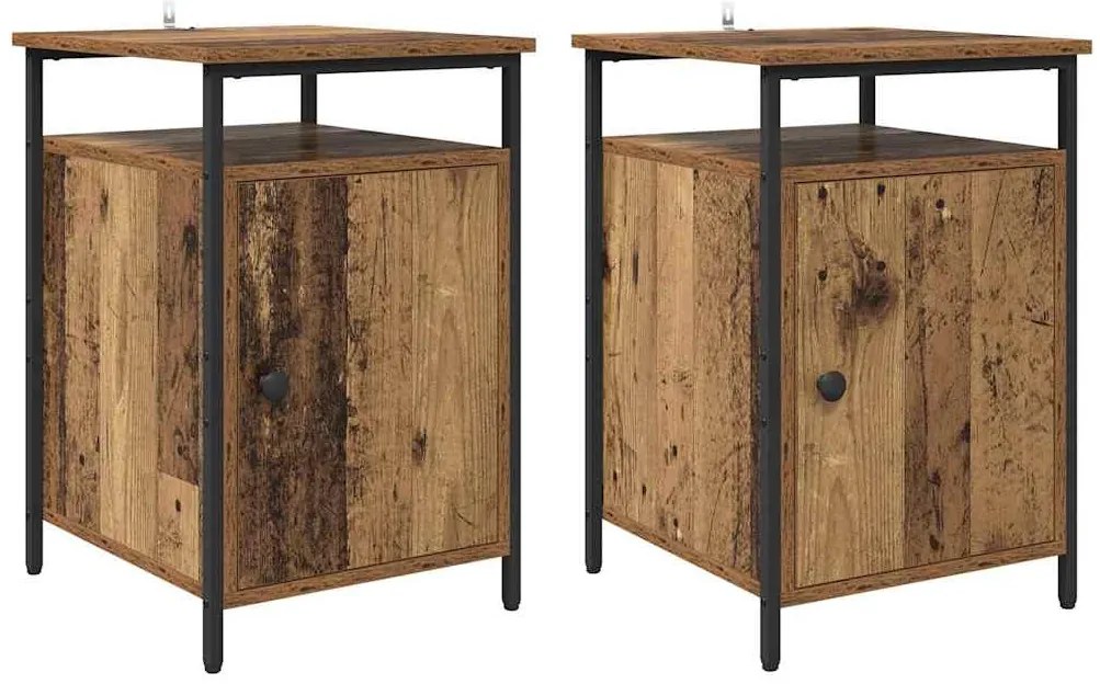 Éjjeliszekrény 2 pcs Régi fa 40 x 42 x 60 cm Faanyag