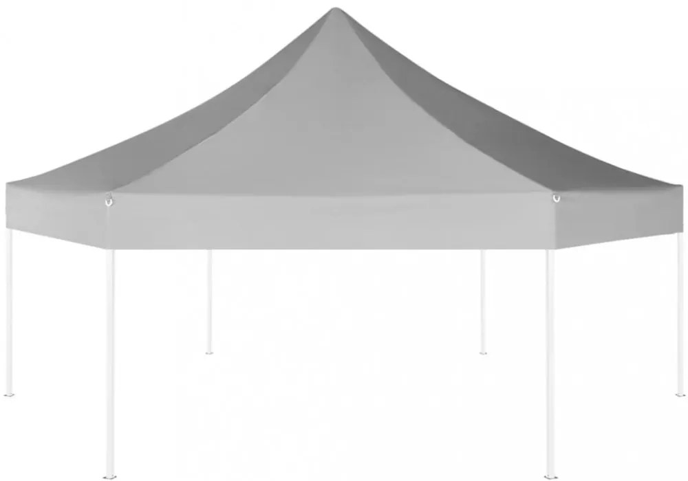 szürke összecsukható hatszög alakú pop-up pavilon 3,6 x 3,1 m
