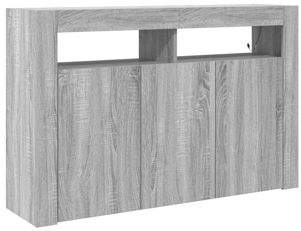 Oldalszekrény Szürke sonoma Műszaki fa 116 x 30 x 75 cm