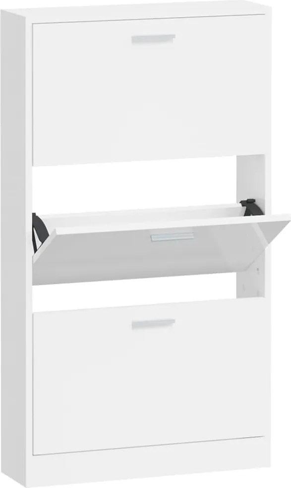 vidaXL magasfényű fehér szerelt fa cipőszekrény 59x17x108 cm