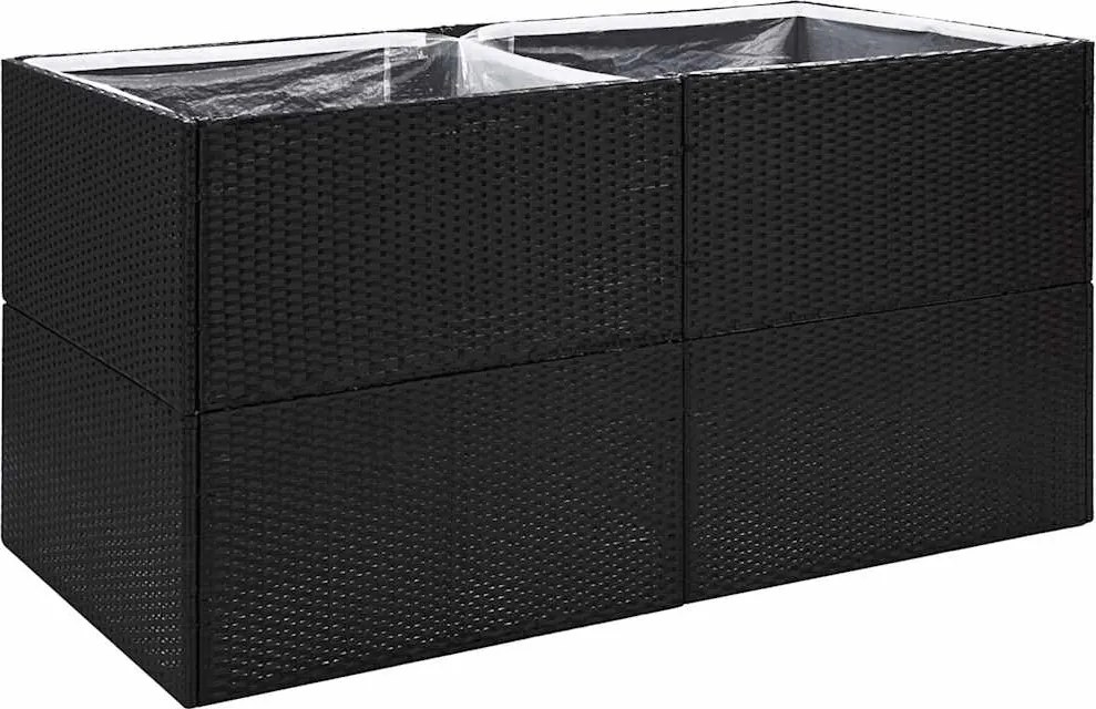vidaXL fekete polyrattan kerti ültetőláda 157x80x80 cm