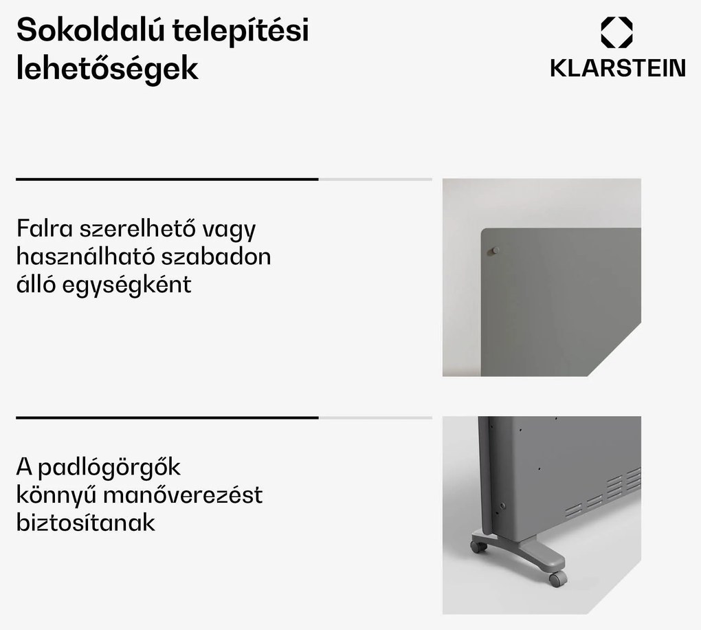 Klarstein Bansin Crystal Smart Kovektor 2500, 2500 W, Alkalmazás, 5- 50 °C, LED kijelző, Érintőképernyő