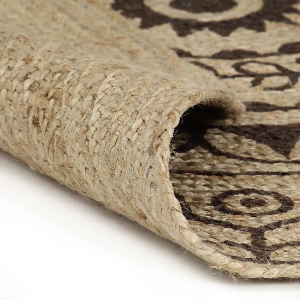 kézzel font jutaszőnyeg sötétbarna mintával 90 cm