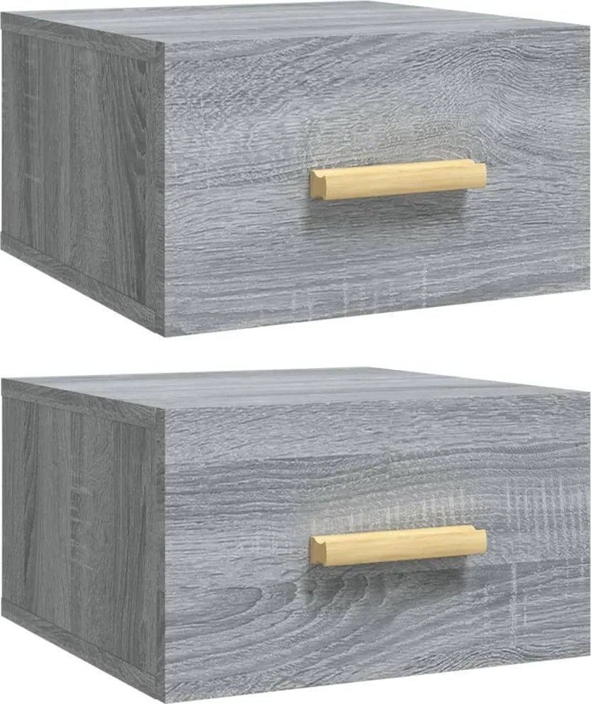 vidaXL 2 db szürke sonoma falra szerelhető éjjeliszekrény 35x35x20 cm