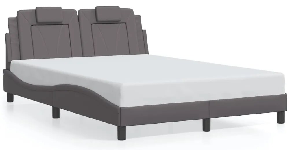 szürke műbőr ágykeret Viana matrac nélkül 140 x 200 cm