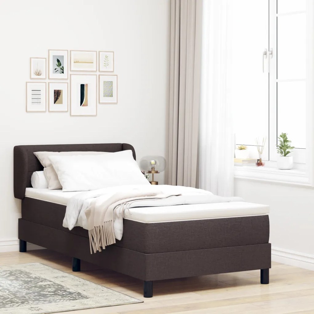 Boxspring Ágy Mattal Sötétbarna 80x200 cm Szövet