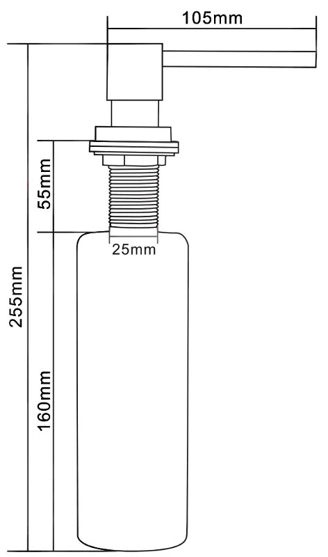 Mexen tartozékok, szögletes mosogatószer adagoló mosogatóhoz, szürke, 6605320-61