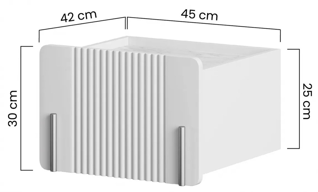 Malmi fali éjjeliszekrény fiókkal 45 cm - fekete matt / arany