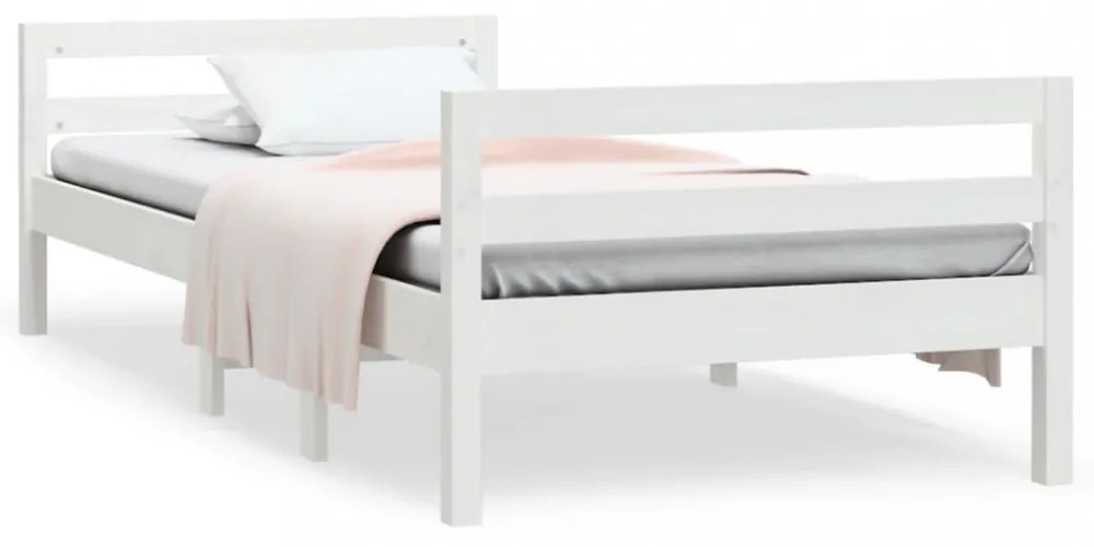 fehér tömör fenyő ágykeret matrac nélkül 80 x 200 cm