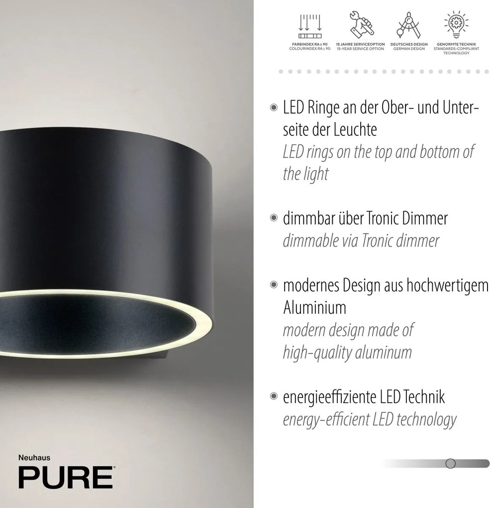 Paul Neuhaus modern fali lámpa pure clipse szürke pln8561-15
