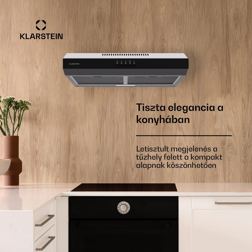 Klarstein Contempo 60, páraelszívó, 60 cm, szekrény alatti, 200 m³/ó, LED, akril, rozsdamentes acél