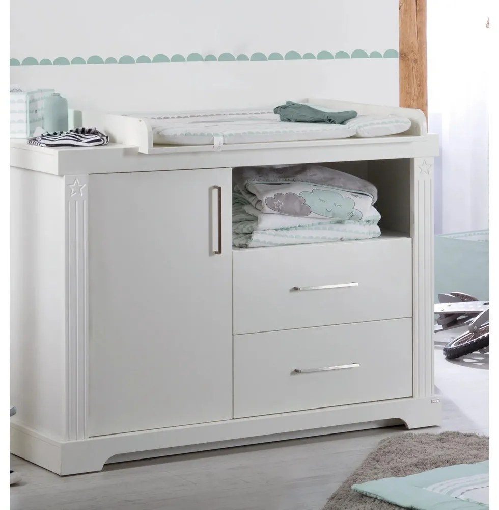 Fehér alacsony gyerek komód pelenkázó feltéttel 120x98 cm Maxi – Roba