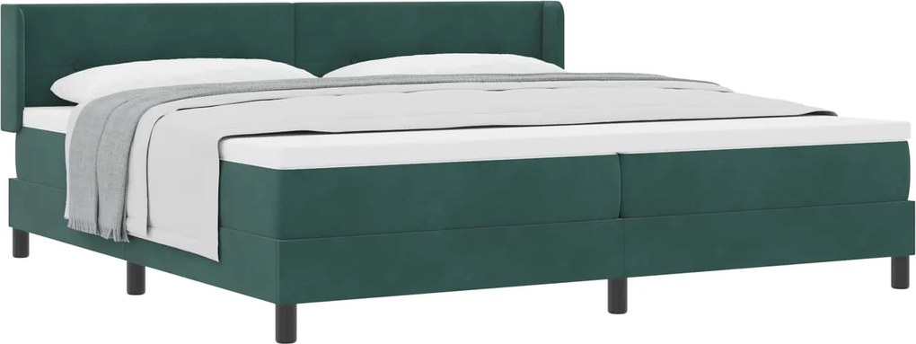 vidaXL Boxrugós ágy matracmal Sötétzöld 200 x 200 cm Poliészter