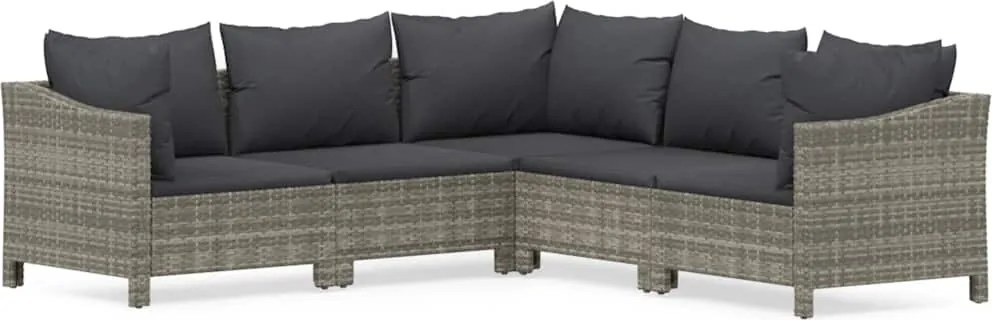 vidaXL 5 részes szürke polyrattan kerti ülőgarnitúra párnákkal