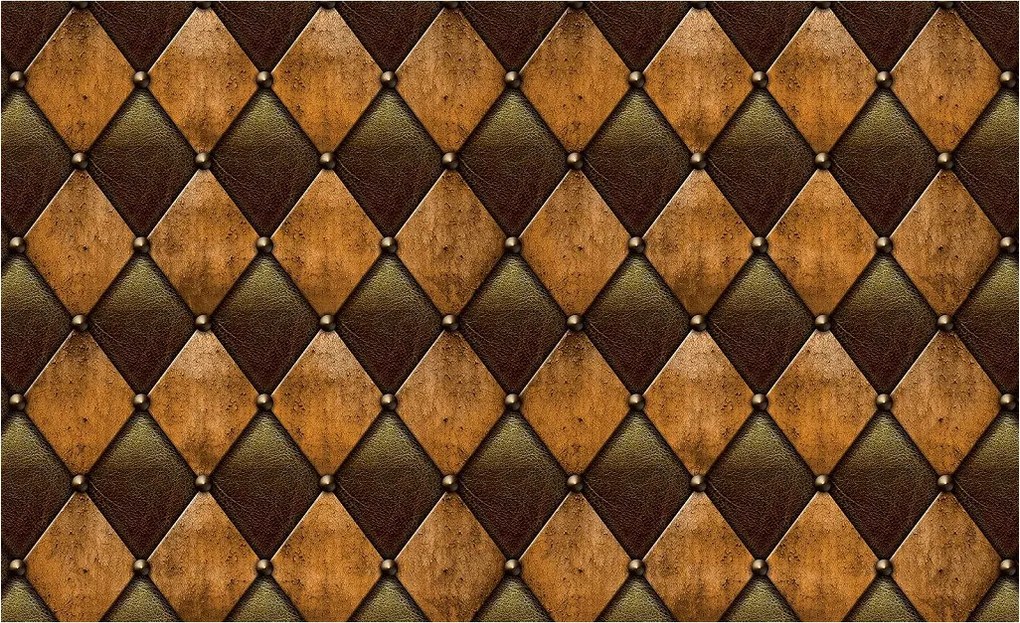 Fotótapéta Rombusz Bőr Fa Fém Csokoládé szín bézs 416x254 +ragasztó