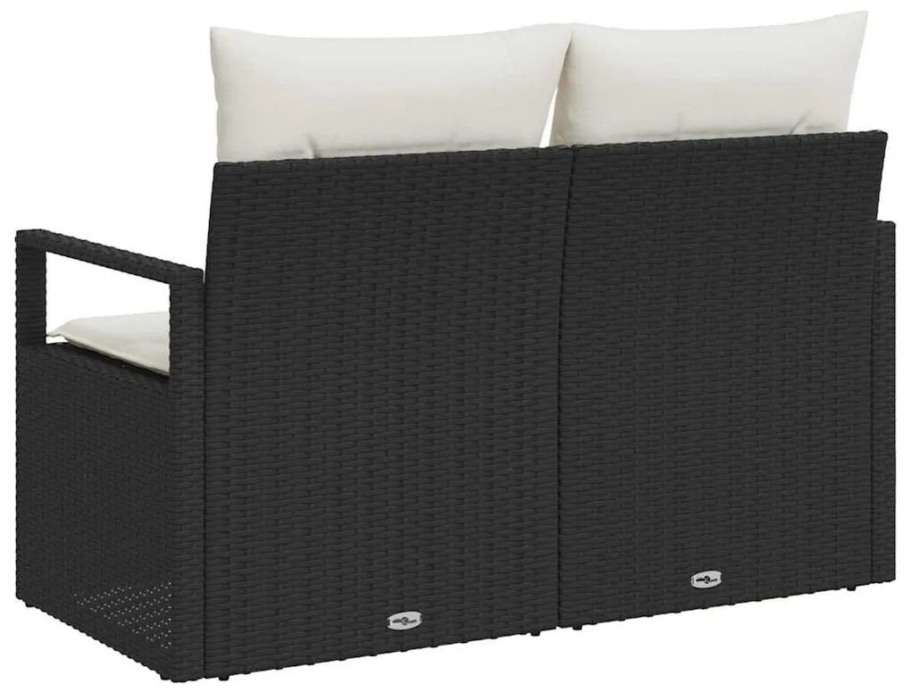 2 személyes kertiki sofa párnákkal fekete polirattan