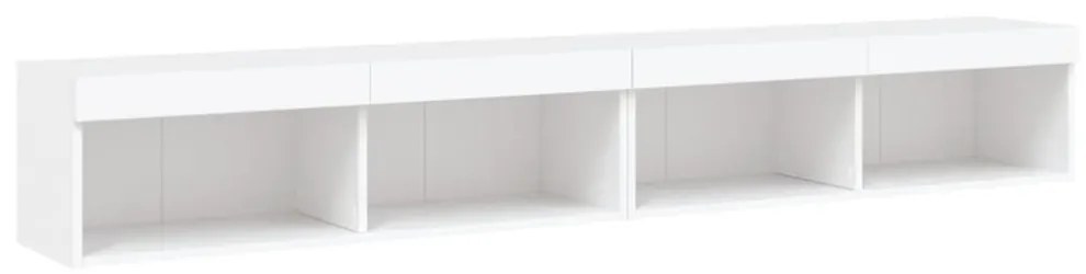 2 db fehér TV-szekrény LED-világítással 100x30x30 cm