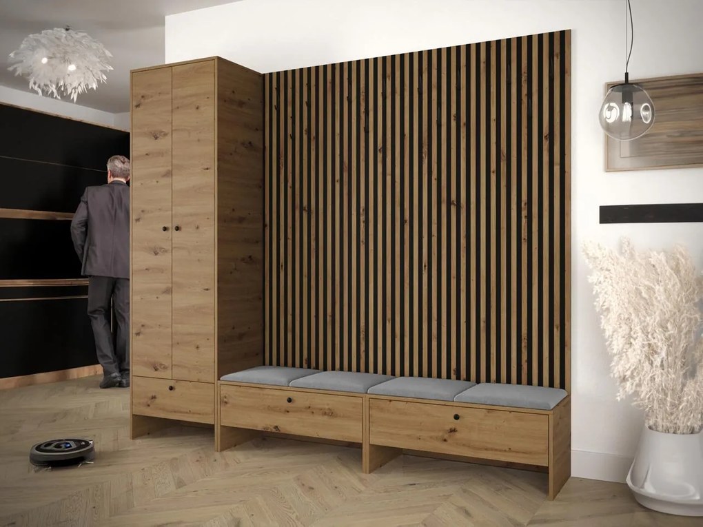 Előszoba Esmaldos VI (artisan tölgy + fekete + szürke) . 1104723