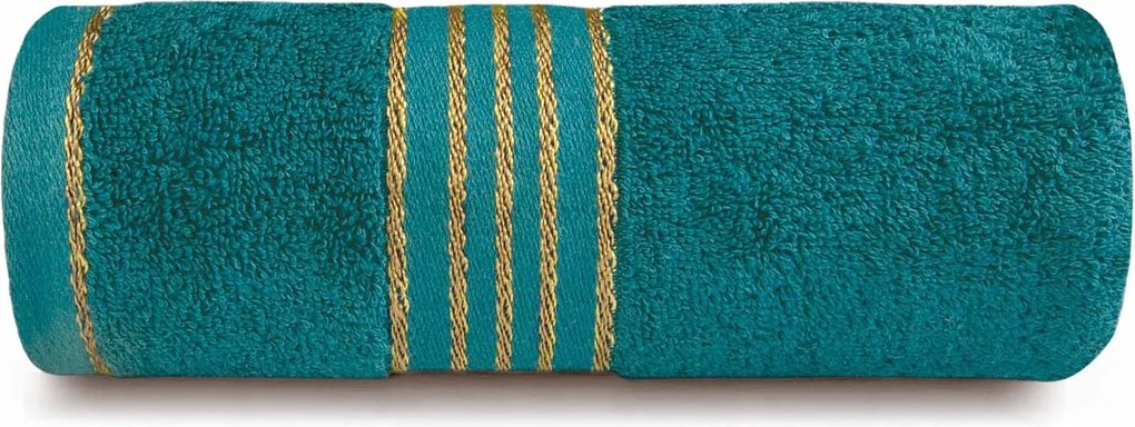 Fürdőlepedő Tiwano c.türkiz arany bordűrrel 30x50 pamut Darymex