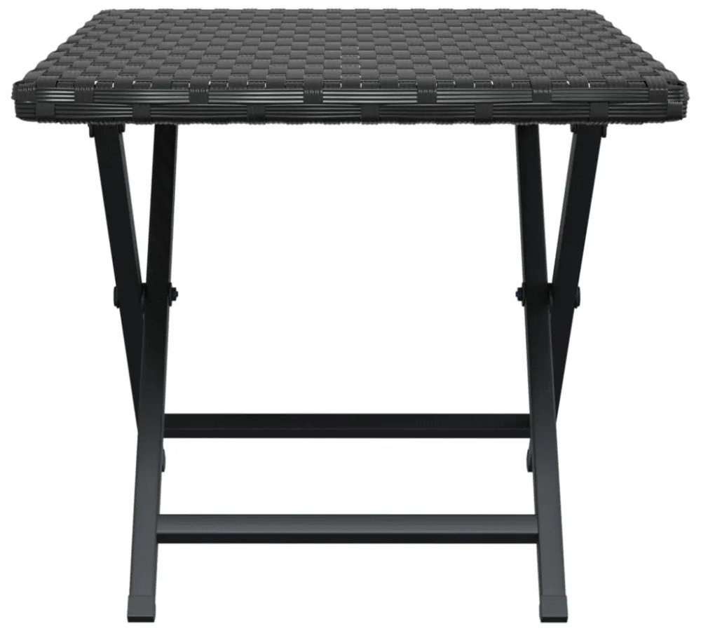fekete összecsukható polyrattan asztal 45 x 35 x 32 cm