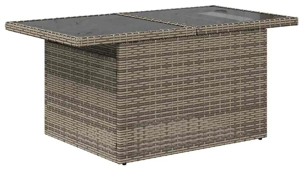 11 részes szürke polyrattan akácfa kerti ülőgarnitúra párnákkal