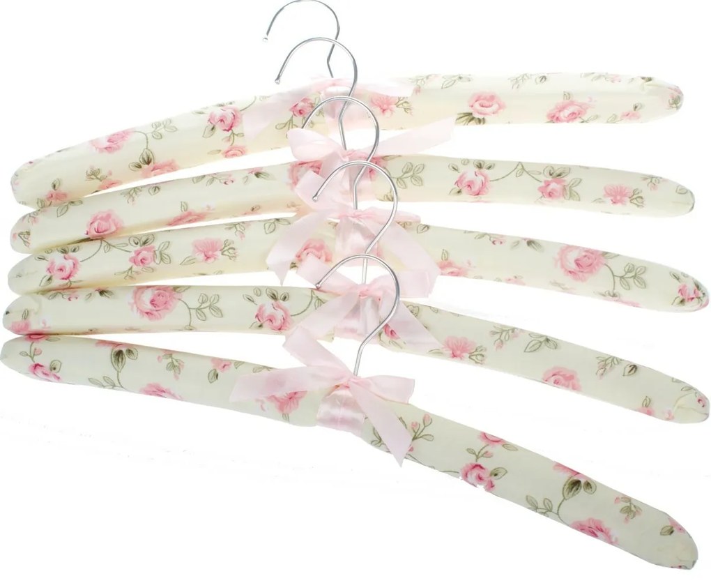 5 db textil vállfák Květy, rózsaszín