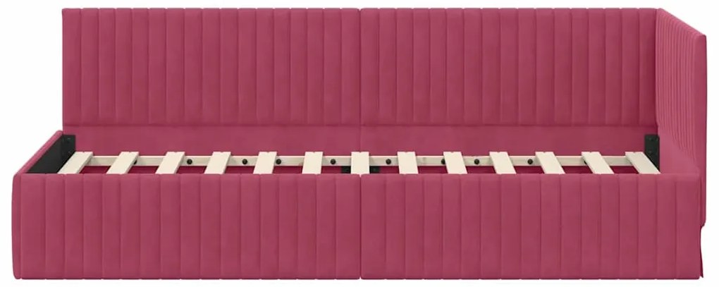 Sarokágy keret fejtámlával bordó 80 x 200 cm Bársony