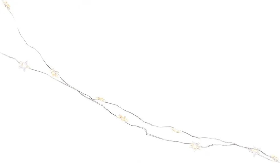 STAR LIGHTS LED égősor USB kábellel, ezüstdrót-csillagok 50 égővel