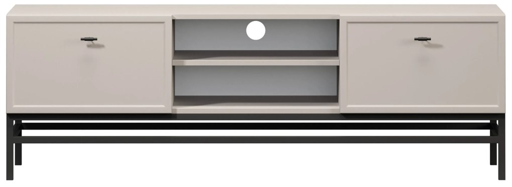 Lorini TV-szekrény 150 cm fiókokkal - kasmír / fekete T-bar fogantyúk / fekete váz