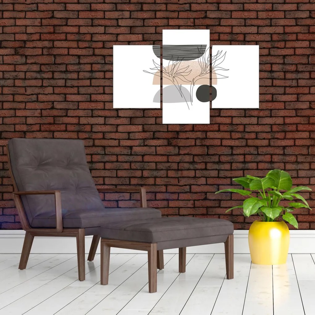Kép - Vonal művészet virágok N⁰2 (90x60 cm)
