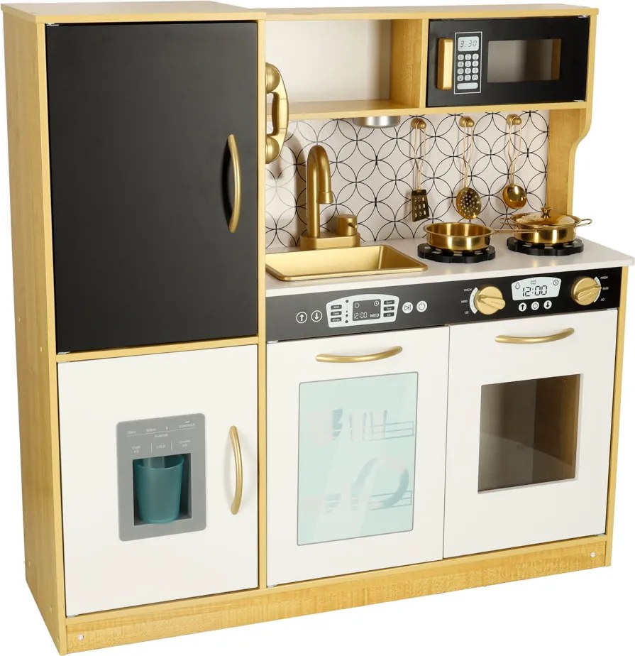 Gyermek fakonyha hűtőszekrénnyel arany