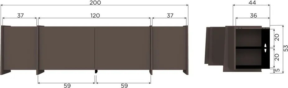 Sötétbarna TV-állvány kőrisfa dekorral 200x53x44 cm Brock – WOOOD